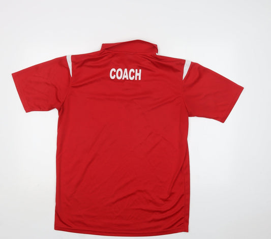 Pendle Mens Red Polyester Polo Size L Collared Button - FC Bluestar