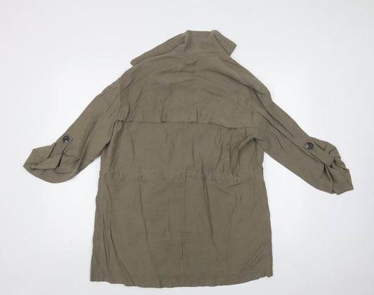 Primark Womens Green Overcoat Coat Size 12 Drawstring