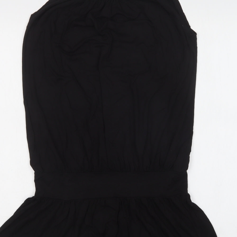 Bambolita Womens Black Viscose Tunic Blouse Size L Round Neck
