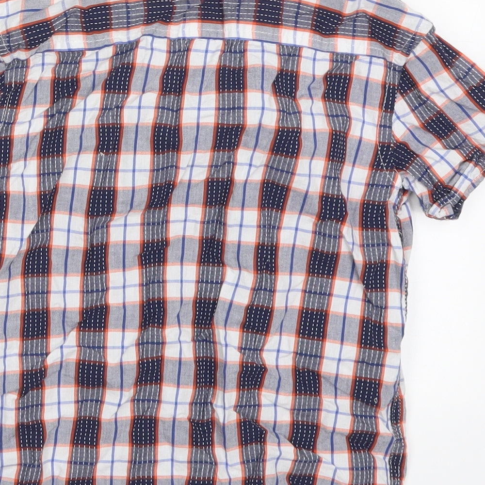George Boys Blue Check Cotton Basic Button-Up Size 6-7 Years Collared Button - Orange