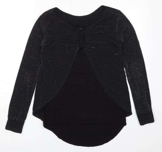 Prague Womens Black Polyester Basic T-Shirt Size M Round Neck