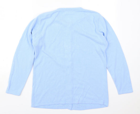 Reflect Womens Blue Round Neck Acrylic Cardigan Jumper Size M