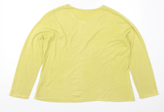 Bonmarché Womens Green Round Neck Acrylic Pullover Jumper Size 16