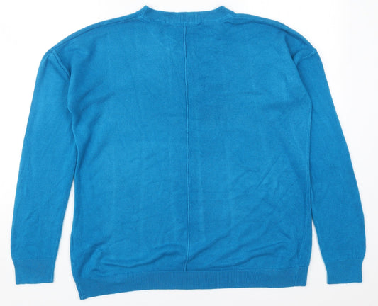 Principles Womens Blue Round Neck Acrylic Pullover Jumper Size 12