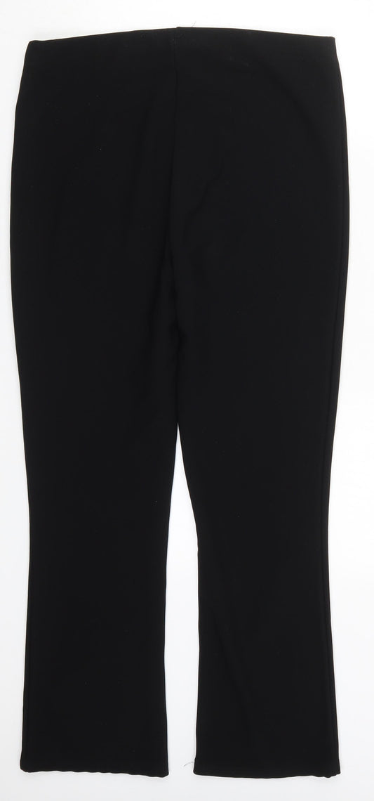 Preworn Womens Black Polyester Trousers Size 12 L26 in Regular
