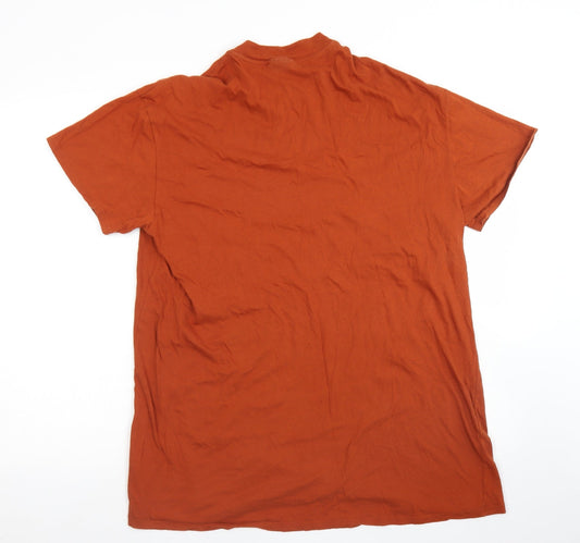 Topshop Womens Brown Cotton Basic T-Shirt Size XS Crew Neck - Longline