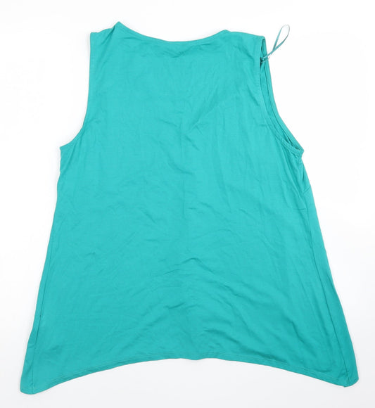Bonmarché Womens Blue Viscose Basic Tank Size 14 V-Neck