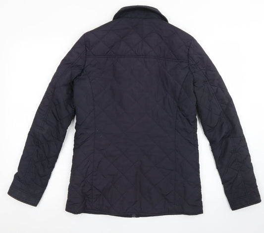 Dorothy Perkins Womens Blue Argyle/Diamond Pea Coat Jacket Size 8 Zip