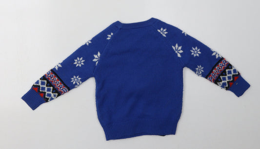 George Boys Blue Geometric Acrylic Pullover Sweatshirt Size 2 Years Pullover - Christmas