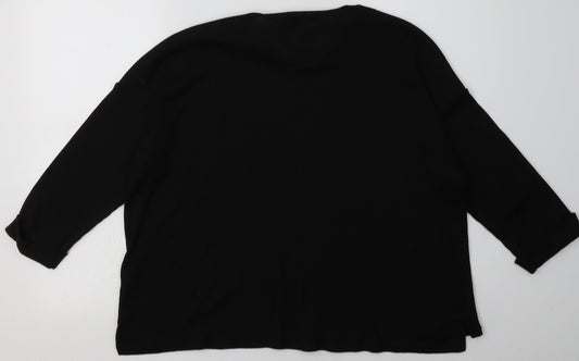 H&M Womens Black Polyester Pullover Sweatshirt Size L Pullover