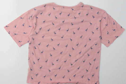 NEXT Girls Pink Polka Dot Cotton Pyjama Top Size 12 Years Pullover - Flamingo Print