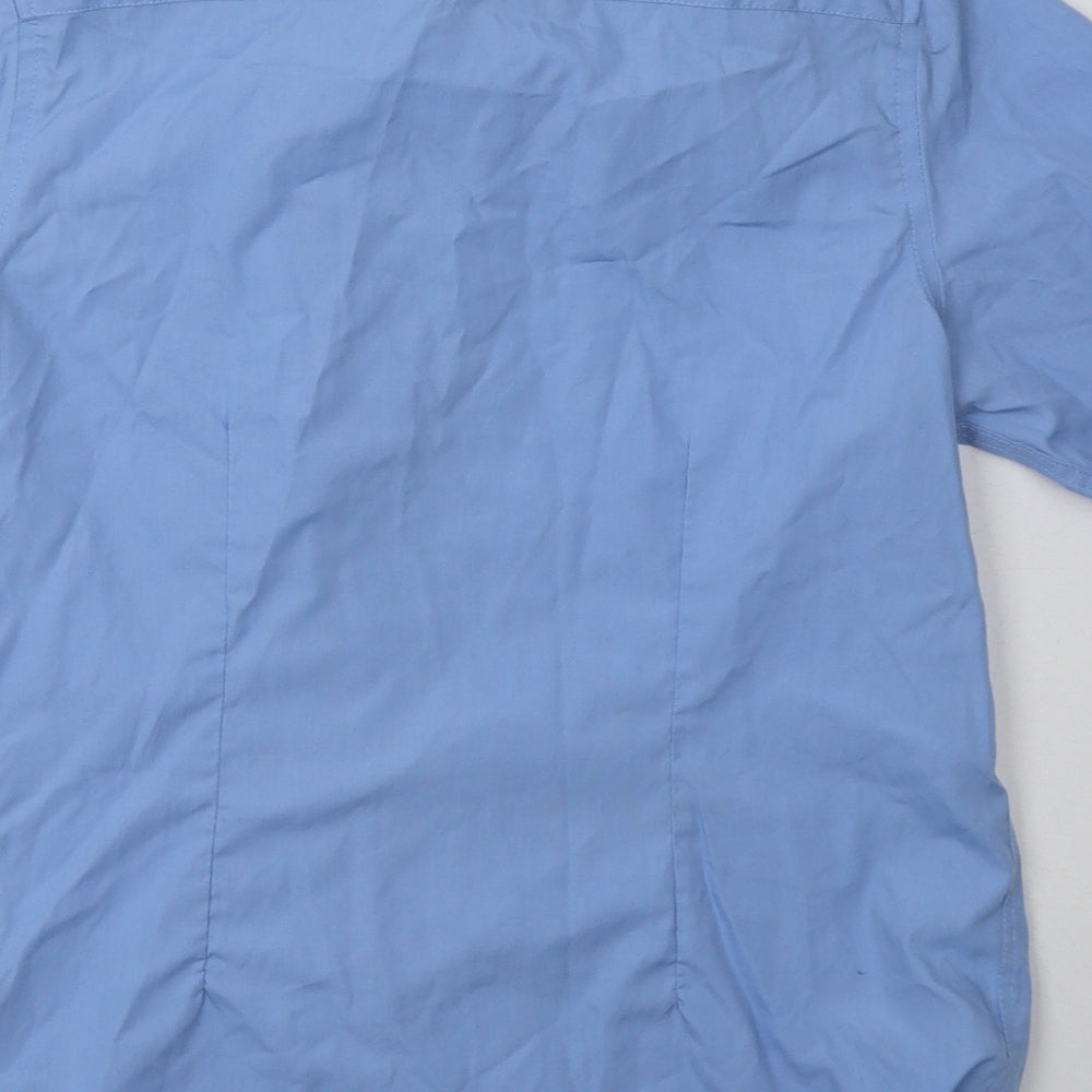 Marks and Spencer Boys Blue Polyester Basic Button-Up Size 12-13 Years Collared Button - School Wear
