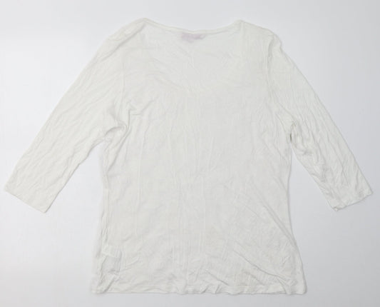 Marks and Spencer Womens White Floral Viscose Pullover Sweatshirt Size 16 Pullover