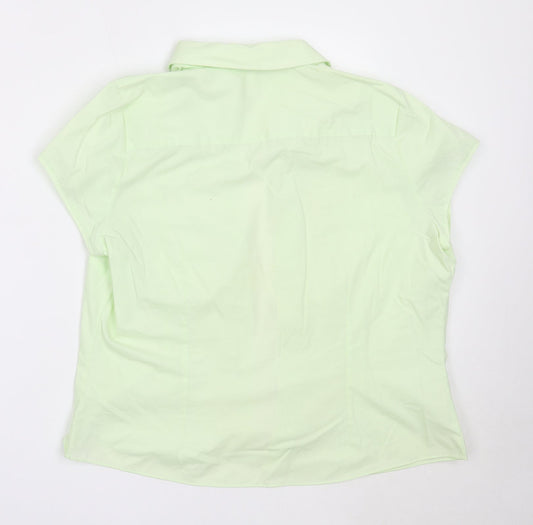 AMARANTO Womens Green Polyester Basic Button-Up Size 18 Collared