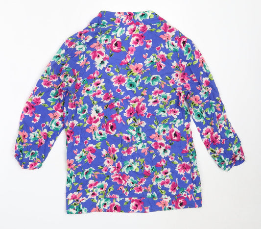 New Look Womens Blue Floral Jacket Blazer Size 8