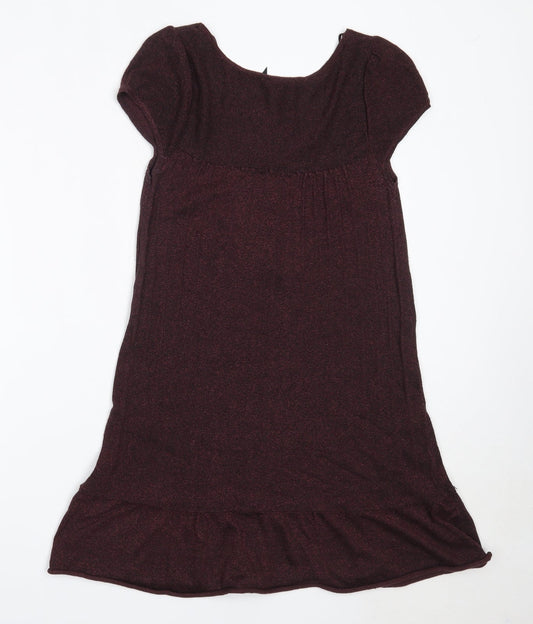 River Island Womens Purple Viscose Fit & Flare Size 10 Round Neck
