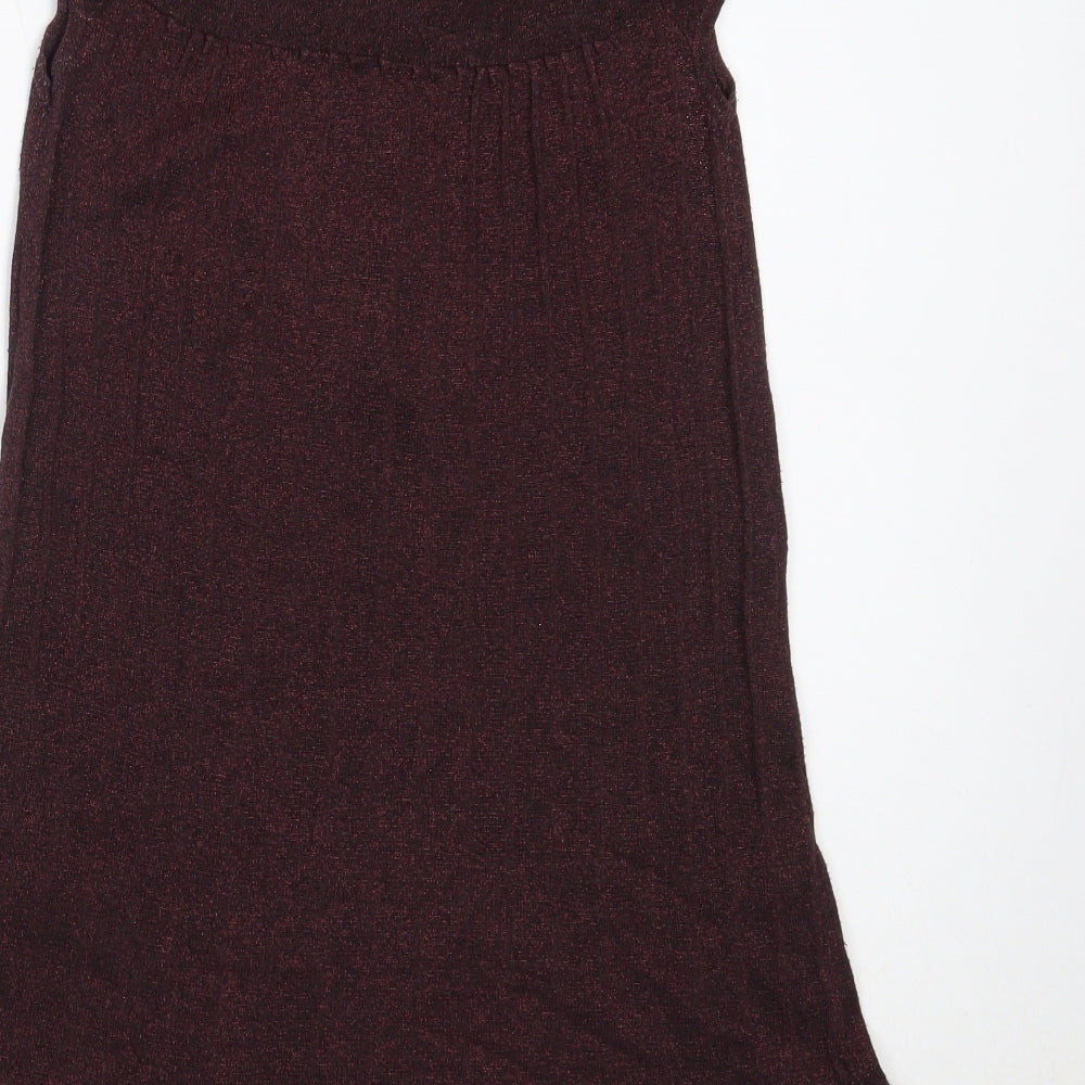 River Island Womens Purple Viscose Fit & Flare Size 10 Round Neck
