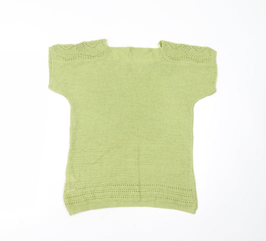 Marks and Spencer Womens Green Square Neck Acrylic Pullover Jumper Size 12
