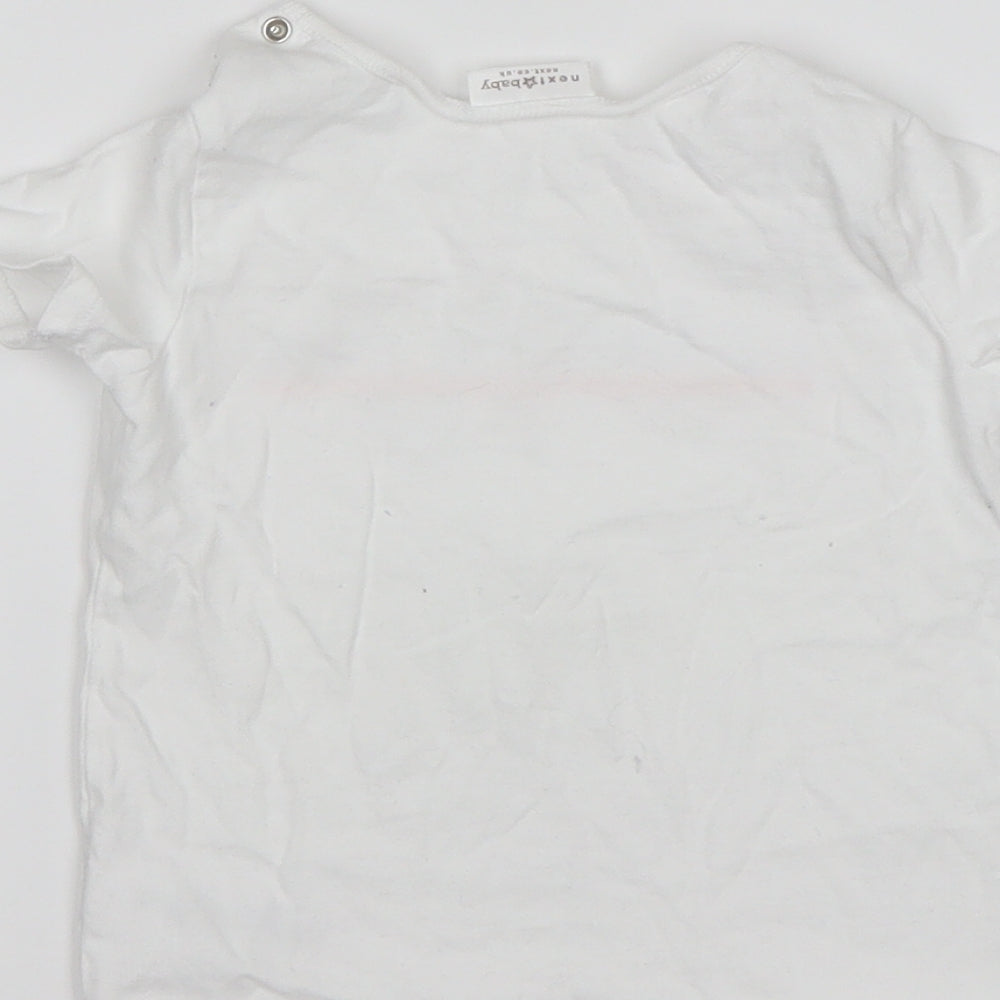 NEXT Baby White Cotton Basic T-Shirt Size 12-18 Months Round Neck