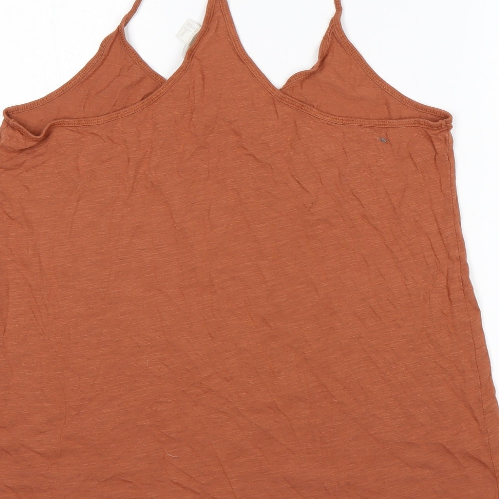 H&M Womens Brown Cotton Basic Tank Size L Round Neck