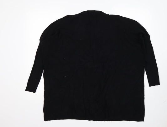 Roman Womens Black Round Neck Pullover Jumper Size M