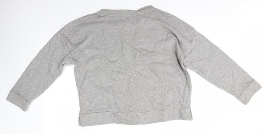 M&S Womens Grey Round Neck Cotton Pullover Jumper Size 16