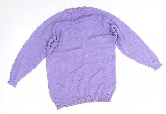 Cool Cotton Mens Purple Round Neck Cotton Pullover Jumper Size M