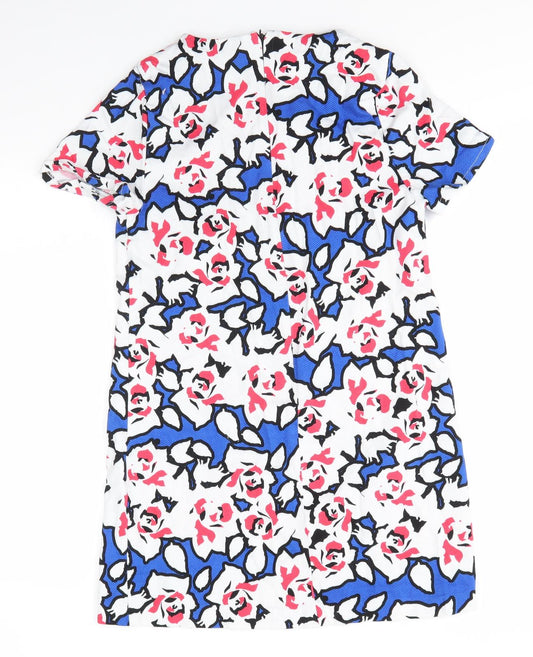 Preworn Womens Multicoloured Floral Polyester A-Line Size 12 Round Neck
