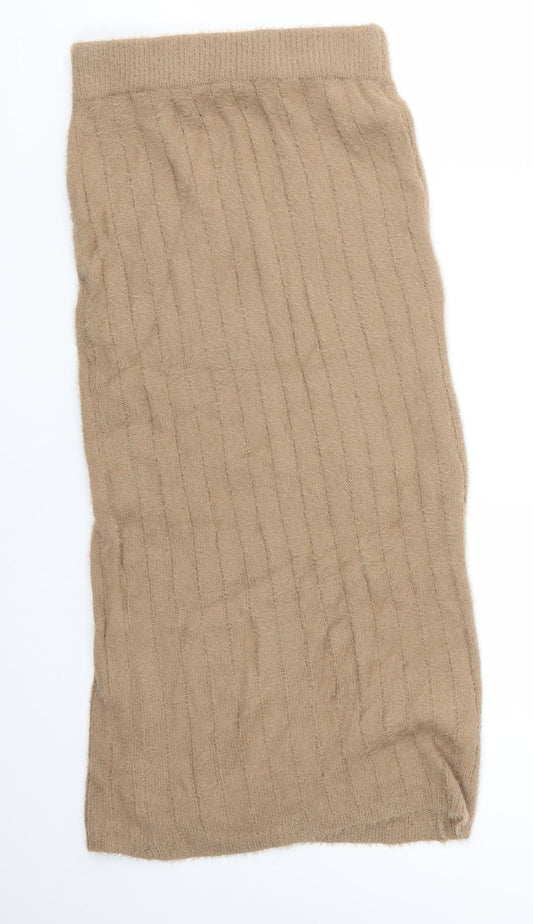 QED London Womens Brown Acrylic Straight & Pencil Skirt Size M