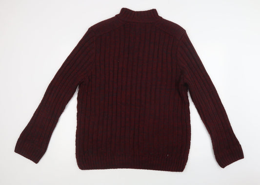 Matalan Mens Red Collared Acrylic Henley Jumper Size L
