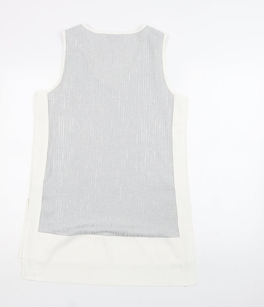 NEXT Womens Grey Polyester Tunic Blouse Size 14 V-Neck