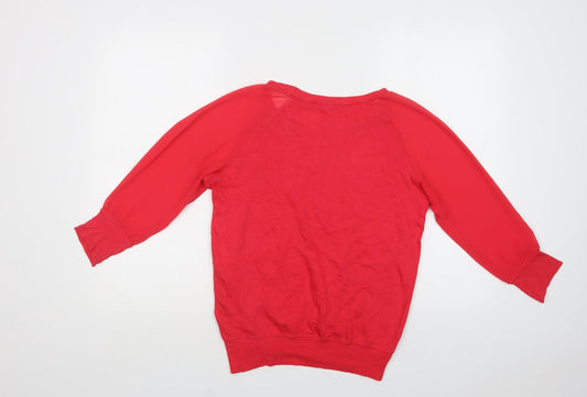French Connection Womens Pink Crew Neck Cotton Pullover Jumper Size XS