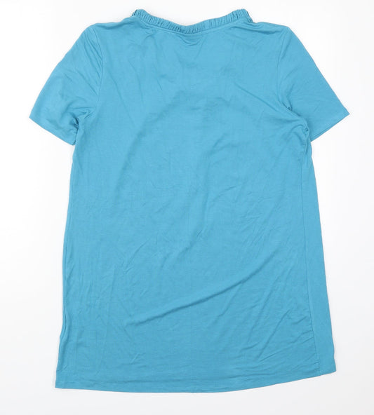Damart Womens Blue Viscose Basic T-Shirt Size 14 Round Neck