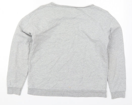 Topshop Womens Grey Cotton Pullover Sweatshirt Size 8 Pullover