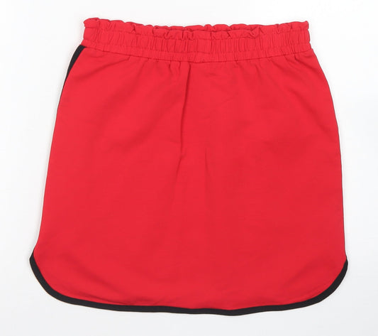 George Girls Red Cotton A-Line Skirt Size 12-13 Years Regular Drawstring
