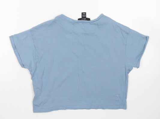 915 Generation Girls Blue Cotton Cropped T-Shirt Size 10-11 Years Crew Neck