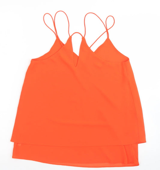 New Look Womens Orange Polyester Camisole Blouse Size 8 Round Neck