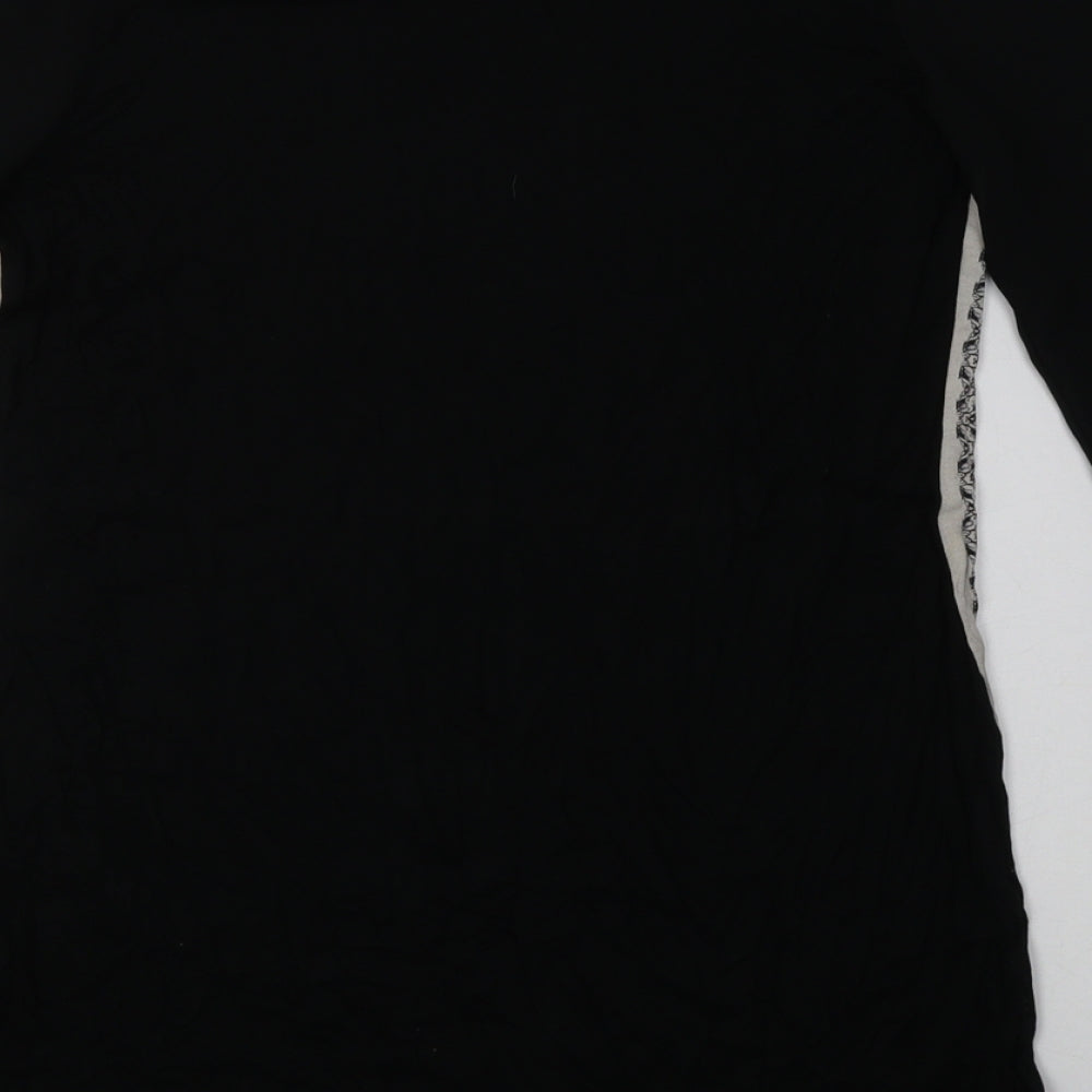 NEXT Womens Black Geometric Viscose A-Line Size 10 Crew Neck Pullover - mesh sleeves