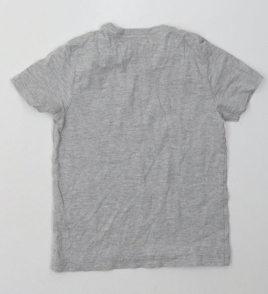 Marks and Spencer Boys Grey Cotton Basic T-Shirt Size 5-6 Years Crew Neck Pullover
