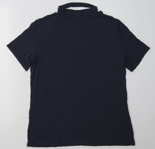 Dorothy Perkins Womens Blue Viscose Basic T-Shirt Size 14 V-Neck