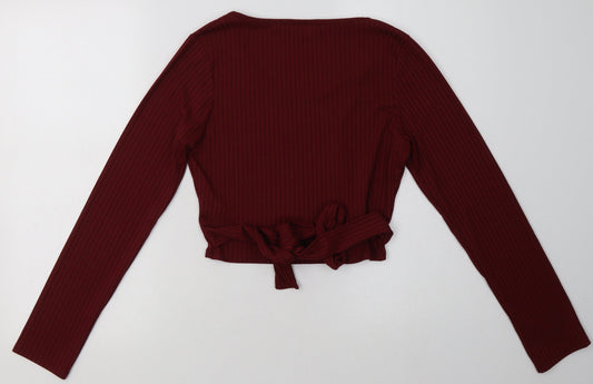 Boohoo Womens Red Polyester Pullover Sweatshirt Size 10 Pullover - Cropped