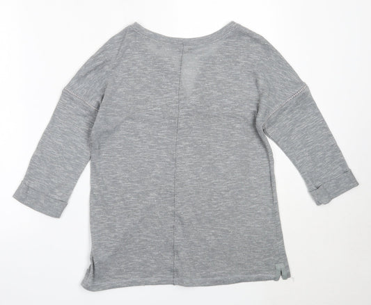 NEXT Womens Grey V-Neck Polyester Pullover Jumper Size 12