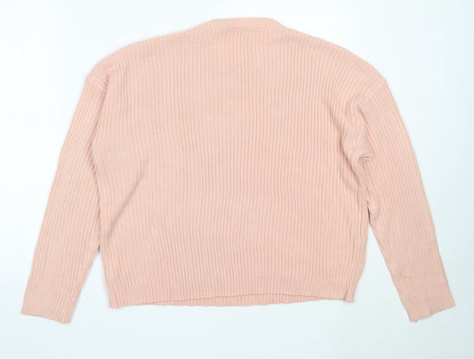 Nasty Gal Womens Pink Round Neck Acrylic Pullover Jumper Size L