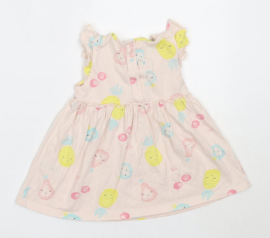 Matalan Girls Pink Cotton Fit & Flare Size 3-6 Months Round Neck