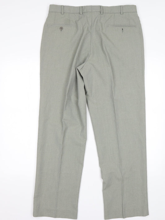Melka Mens Green Polyester Trousers Size 36 L30 in Regular