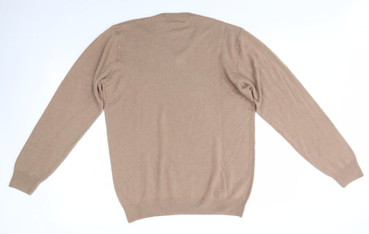 M&S Mens Brown Round Neck Acrylic Pullover Jumper Size L