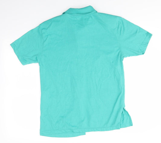 HONEY Womens Green Polyester Basic Button-Up Size M Collared