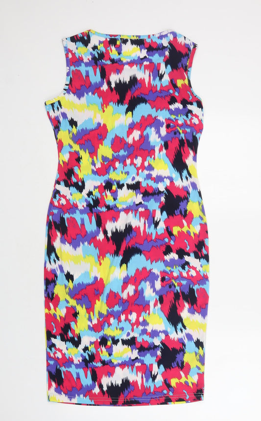 Ruiyige Womens Multicoloured Geometric Polyester Bodycon Size M Crew Neck