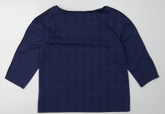 Marks and Spencer Womens Blue Check Polyester Pullover Sweatshirt Size 12 Pullover