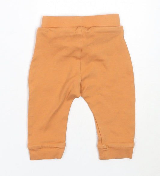 George Boys Orange Cotton Jogger Trousers Size 3-6 Months